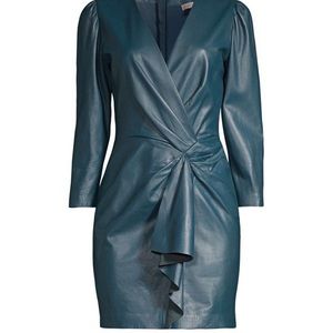 Rebecca Taylor Vegan Leather Wrap Dress Size 6 NWT